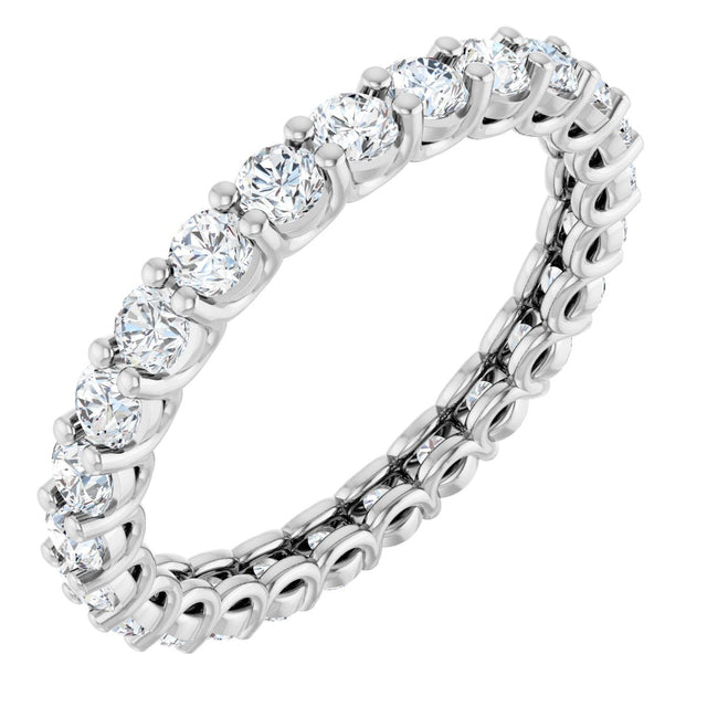 Platinum Round Natural Diamond Low Profile Eternity Band - 2.25mm Stones