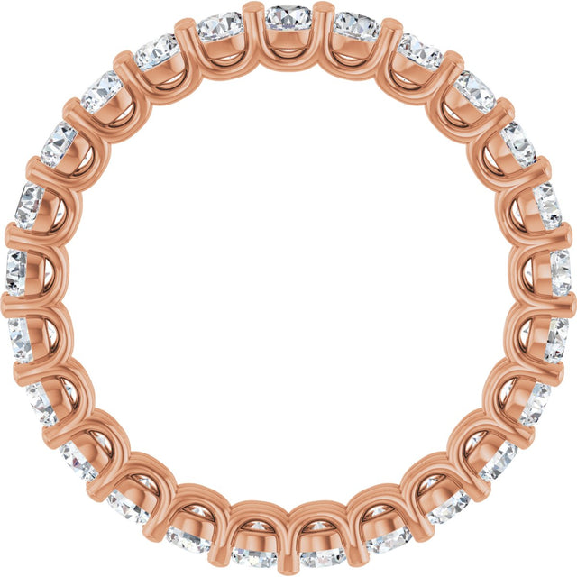 14K Gold Round Natural Diamond Low Profile Eternity Band - 2.25mm Stones - Rose Gold - view 2
