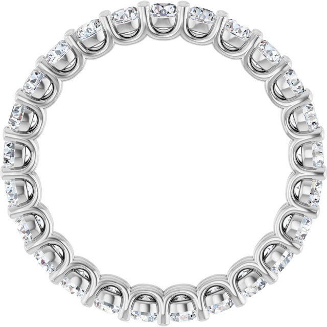 14K Gold Round Natural Diamond Low Profile Eternity Band - 2.25mm Stones - White Gold - view 2