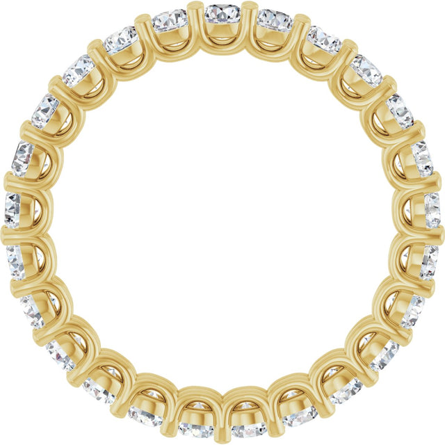 14K Gold Round Natural Diamond Low Profile Eternity Band - 2.25mm Stones - Yellow Gold - view 2