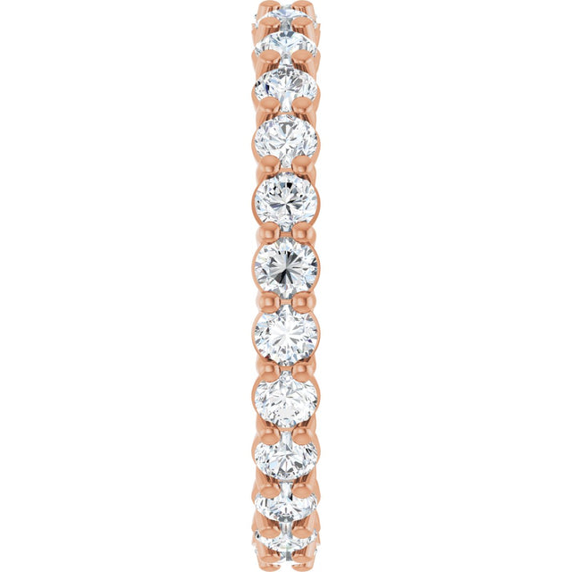 14K Gold Round Lab-Grown Diamond Low Profile Eternity Band - 2.25mm Stones - Rose Gold - view 4