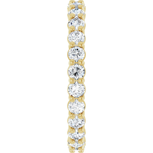 14K Gold Round Lab-Grown Diamond Low Profile Eternity Band - 2.25mm Stones - Yellow Gold - view 4