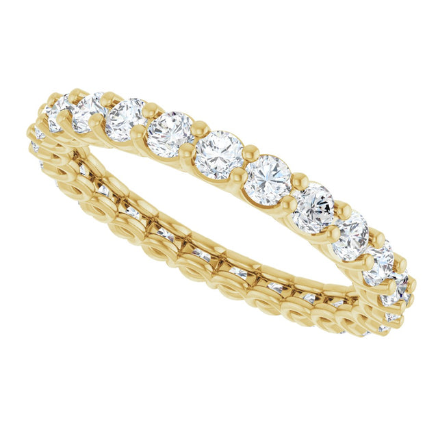 14K Gold Round Lab-Grown Diamond Low Profile Eternity Band - 2.25mm Stones - Yellow Gold - view 5