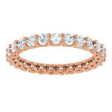 14K Gold Round Natural Diamond Low Profile Eternity Band - 2.25mm Stones - Rose Gold - view 3