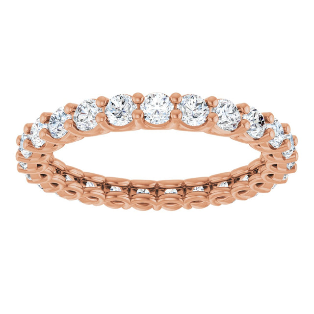 14K Gold Round Lab-Grown Diamond Low Profile Eternity Band - 2.25mm Stones - Rose Gold - view 3