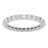 14K Gold Round Natural Diamond Low Profile Eternity Band - 2.25mm Stones - White Gold - view 3