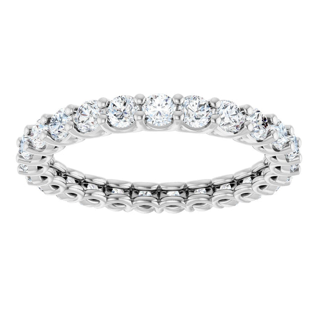 14K Gold Round Lab-Grown Diamond Low Profile Eternity Band - 2.25mm Stones - White Gold - view 3