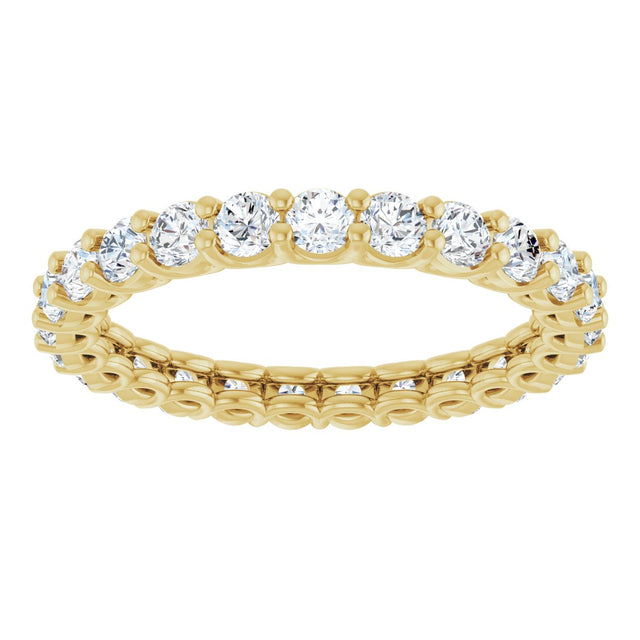 14K Gold Round Lab-Grown Diamond Low Profile Eternity Band - 2.25mm Stones - Yellow Gold - view 3