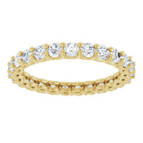 14K Gold Round Natural Diamond Low Profile Eternity Band - 2.25mm Stones - Yellow Gold - view 3