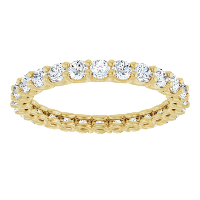 14K Gold Round Lab-Grown Diamond Low Profile Eternity Band - 2.25mm Stones - Yellow Gold - view 3