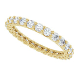 14K Gold Round Natural Diamond Low Profile Eternity Band - 2.25mm Stones - Yellow Gold - view 5