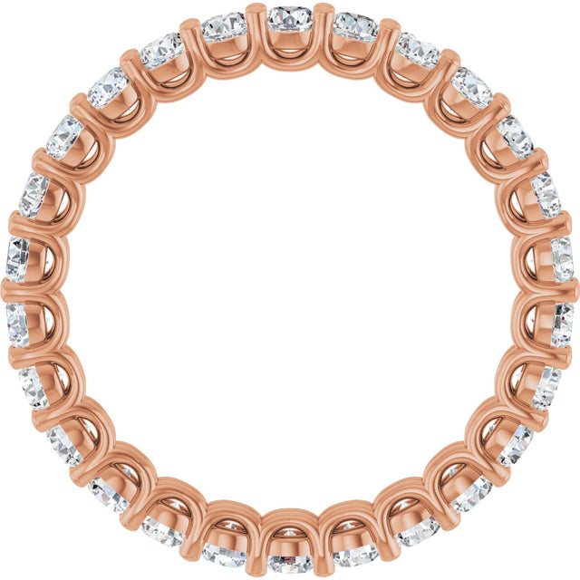 14K Gold Round Natural Diamond Low Profile Eternity Band - 2.25mm Stones - Rose Gold - view 2