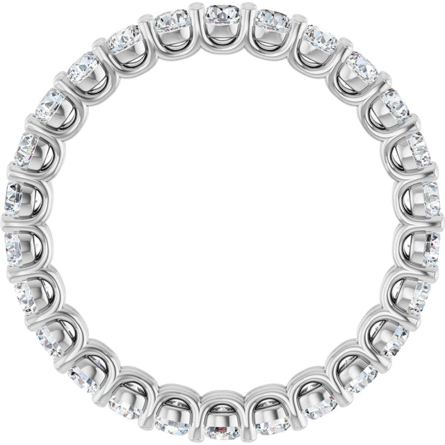 14K Gold Round Natural Diamond Low Profile Eternity Band - 2.25mm Stones - White Gold - view 2