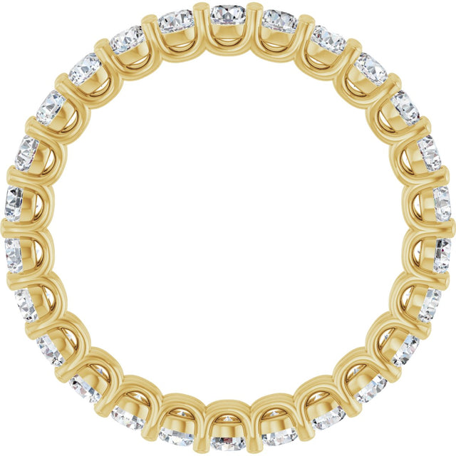 14K Gold Round Natural Diamond Low Profile Eternity Band - 2.25mm Stones - Yellow Gold - view 2