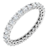 14K Gold Round Natural Diamond Low Profile Eternity Band - 2.25mm Stones - White Gold
