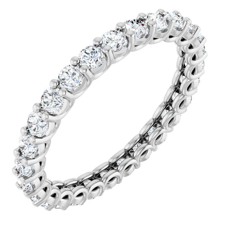 14K Gold Round Lab-Grown Diamond Low Profile Eternity Band - 2.25mm Stones - White Gold