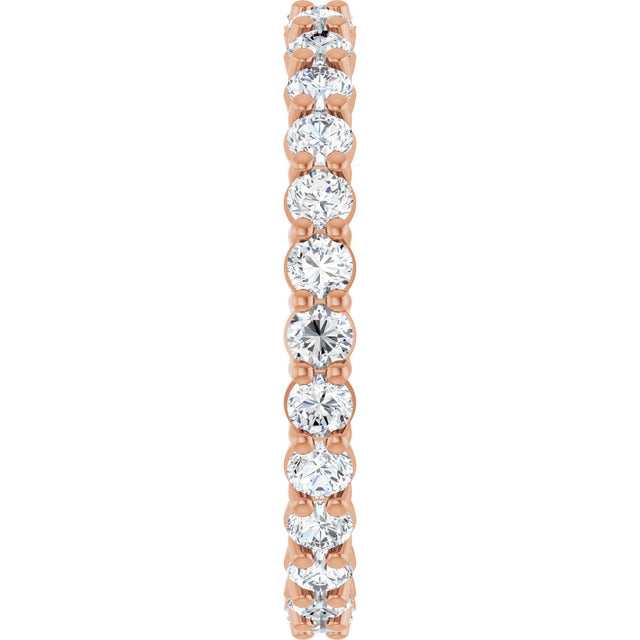 14K Gold Round Lab-Grown Diamond Low Profile Eternity Band - 2.25mm Stones - Rose Gold - view 4