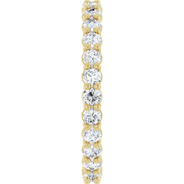 14K Gold Round Natural Diamond Low Profile Eternity Band - 2.25mm Stones - Yellow Gold - view 4