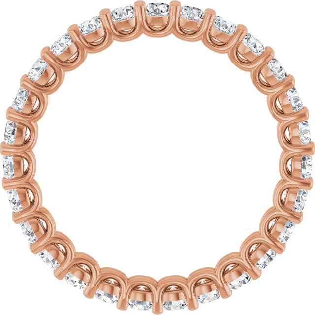 14K Gold Round Natural Diamond Low Profile Eternity Band - 2.25mm Stones - Rose Gold - view 2