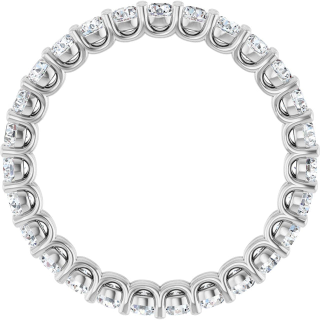 14K Gold Round Natural Diamond Low Profile Eternity Band - 2.25mm Stones - White Gold - view 2