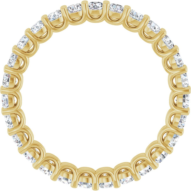 14K Gold Round Lab-Grown Diamond Low Profile Eternity Band - 2.25mm Stones - Yellow Gold - view 2
