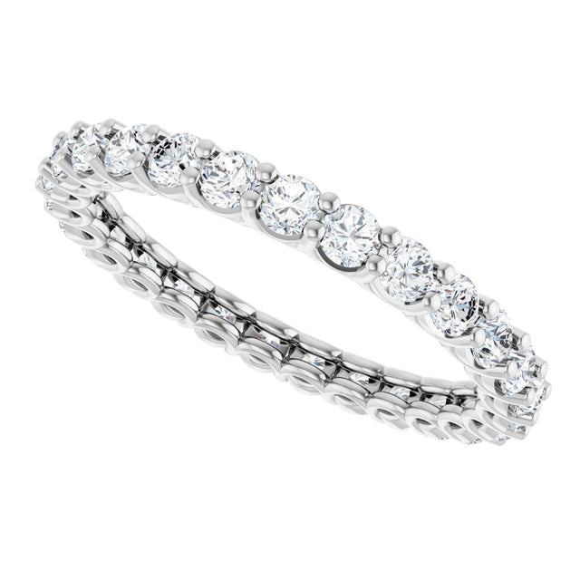 14K Gold Round Natural Diamond Low Profile Eternity Band - 2.25mm Stones - White Gold - view 5