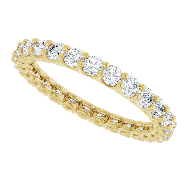 14K Gold Round Lab-Grown Diamond Low Profile Eternity Band - 2.25mm Stones - Yellow Gold - view 5