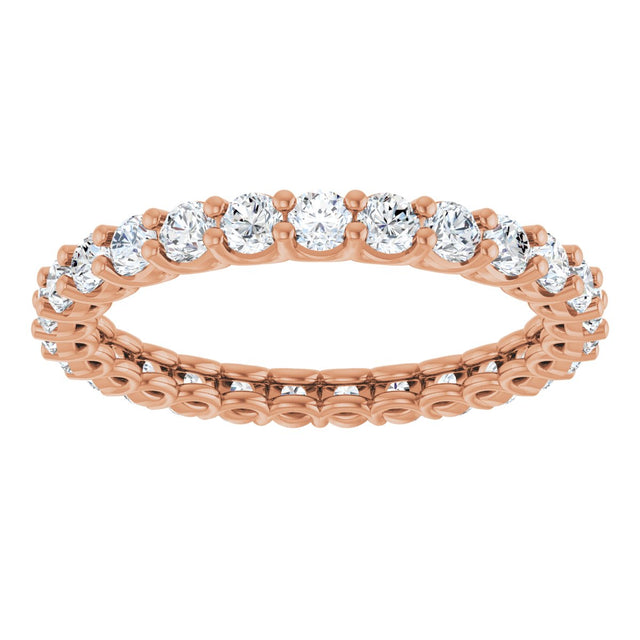 14K Gold Round Natural Diamond Low Profile Eternity Band - 2.25mm Stones - Rose Gold - view 3