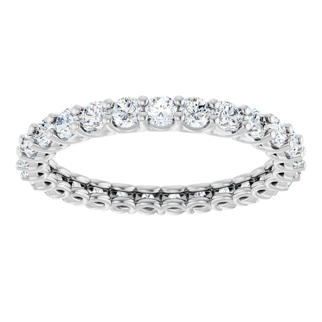 14K Gold Round Lab-Grown Diamond Low Profile Eternity Band - 2.25mm Stones - White Gold - view 3