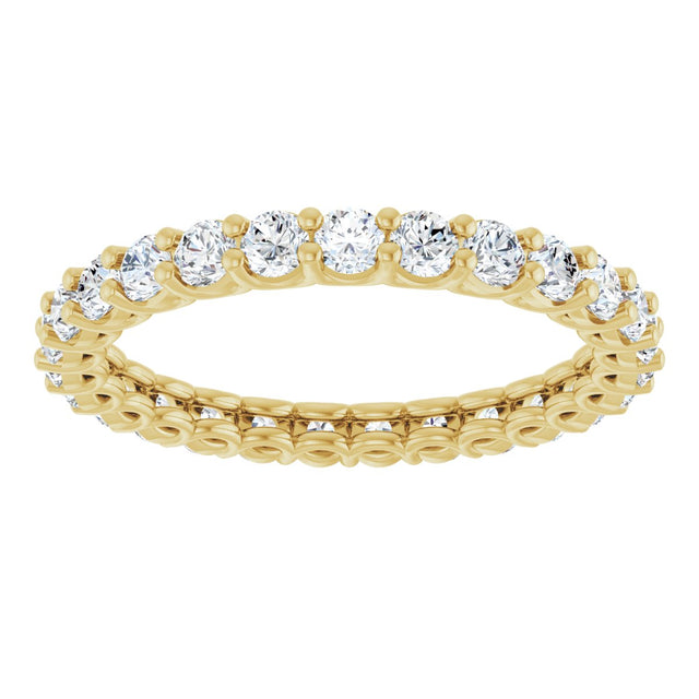 14K Gold Round Natural Diamond Low Profile Eternity Band - 2.25mm Stones - Yellow Gold - view 3