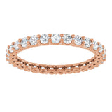 14K Gold Round Natural Diamond Low Profile Eternity Band - 2.25mm Stones - Rose Gold - view 3
