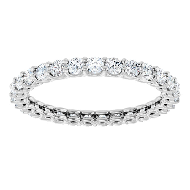 14K Gold Round Natural Diamond Low Profile Eternity Band - 2.25mm Stones - White Gold - view 3