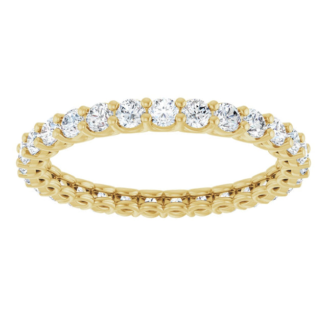 14K Gold Round Natural Diamond Low Profile Eternity Band - 2.25mm Stones - Yellow Gold - view 3