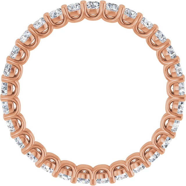 14K Gold Round Natural Diamond Low Profile Eternity Band - 2.25mm Stones - Rose Gold - view 2