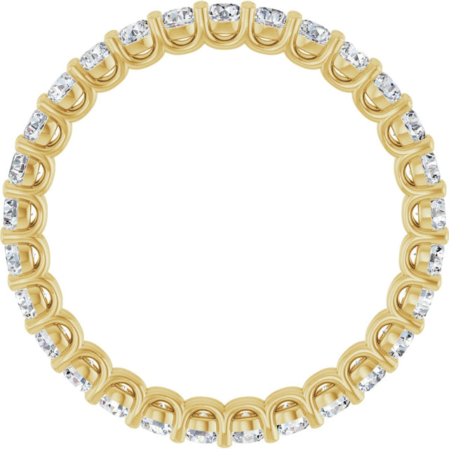 14K Gold Round Natural Diamond Low Profile Eternity Band - 2.25mm Stones - Yellow Gold - view 2