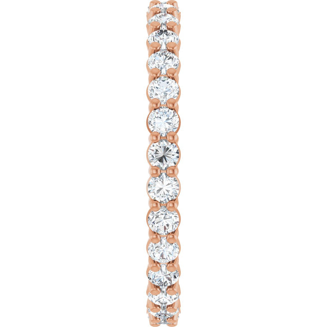 14K Gold Round Natural Diamond Low Profile Eternity Band - 2.25mm Stones - Rose Gold - view 4