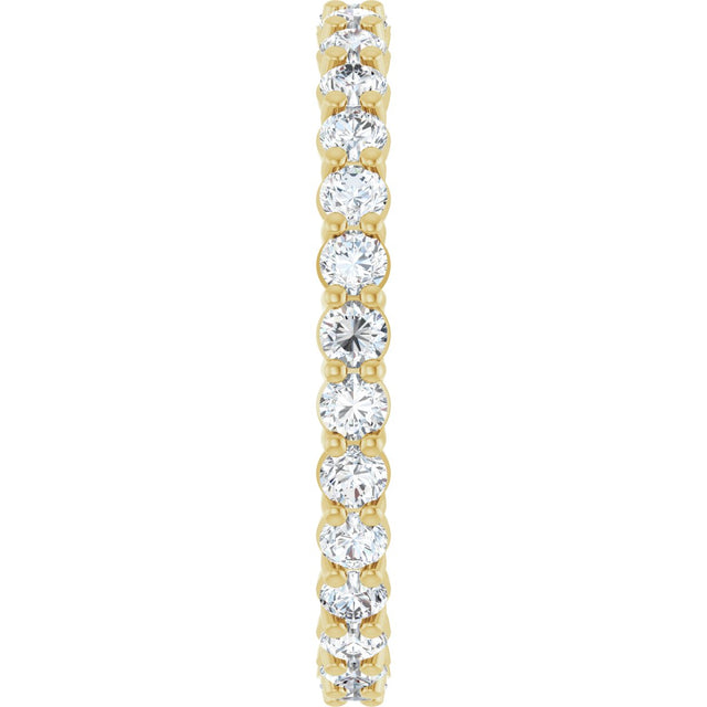 14K Gold Round Natural Diamond Low Profile Eternity Band - 2.25mm Stones - Yellow Gold - view 4