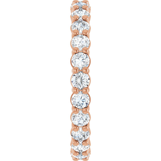 14K Gold Round Natural Diamond Low Profile Eternity Band - 2.25mm Stones - Rose Gold - view 4