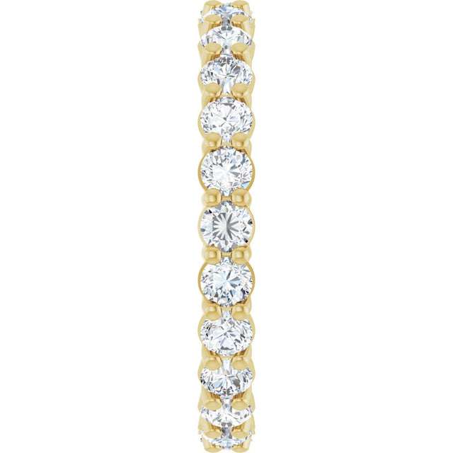 14K Gold Round Natural Diamond Low Profile Eternity Band - 2.25mm Stones - Yellow Gold - view 4