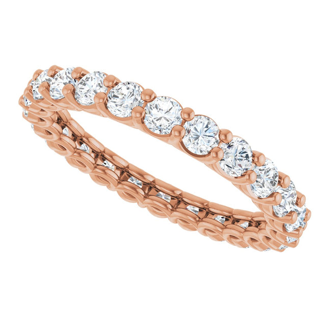 14K Gold Round Lab-Grown Diamond Low Profile Eternity Band - 2.25mm Stones - Rose Gold - view 5