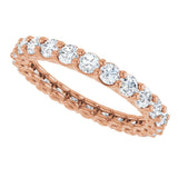 14K Gold Round Natural Diamond Low Profile Eternity Band - 2.25mm Stones - Rose Gold - view 5