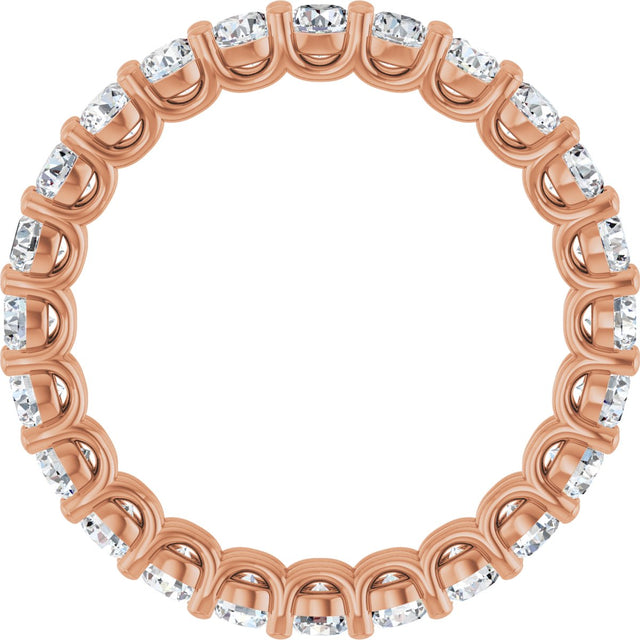 14K Gold Round Lab-Grown Diamond Low Profile Eternity Band - 2.25mm Stones - Rose Gold - view 2