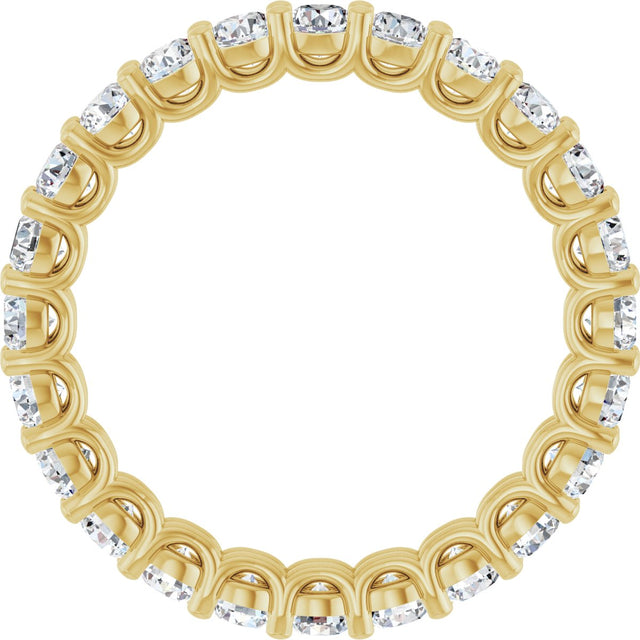 14K Gold Round Natural Diamond Low Profile Eternity Band - 2.25mm Stones - Yellow Gold - view 2
