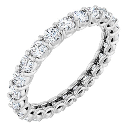 14K Gold Round Lab-Grown Diamond Low Profile Eternity Band - 2.25mm Stones - White Gold
