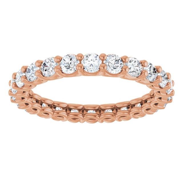 14K Gold Round Lab-Grown Diamond Low Profile Eternity Band - 2.25mm Stones - Rose Gold - view 3