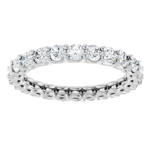 14K Gold Round Lab-Grown Diamond Low Profile Eternity Band - 2.25mm Stones - White Gold - view 3