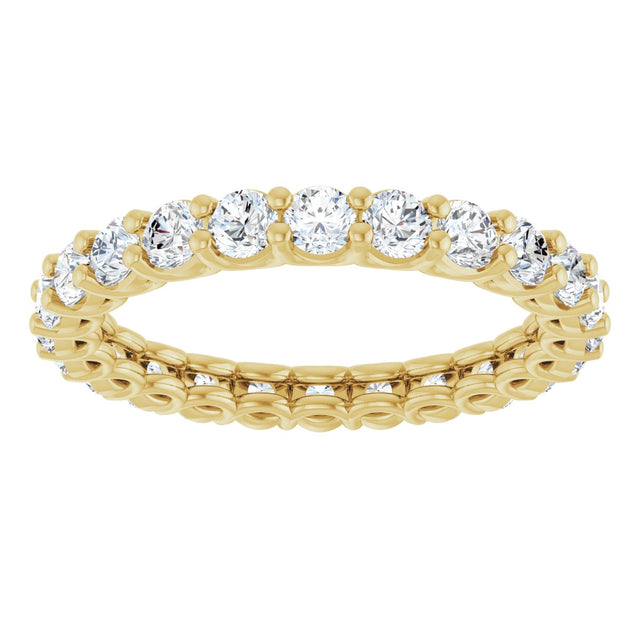 14K Gold Round Lab-Grown Diamond Low Profile Eternity Band - 2.25mm Stones - Yellow Gold - view 3