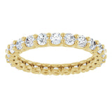 14K Gold Round Natural Diamond Low Profile Eternity Band - 2.25mm Stones - Yellow Gold - view 3