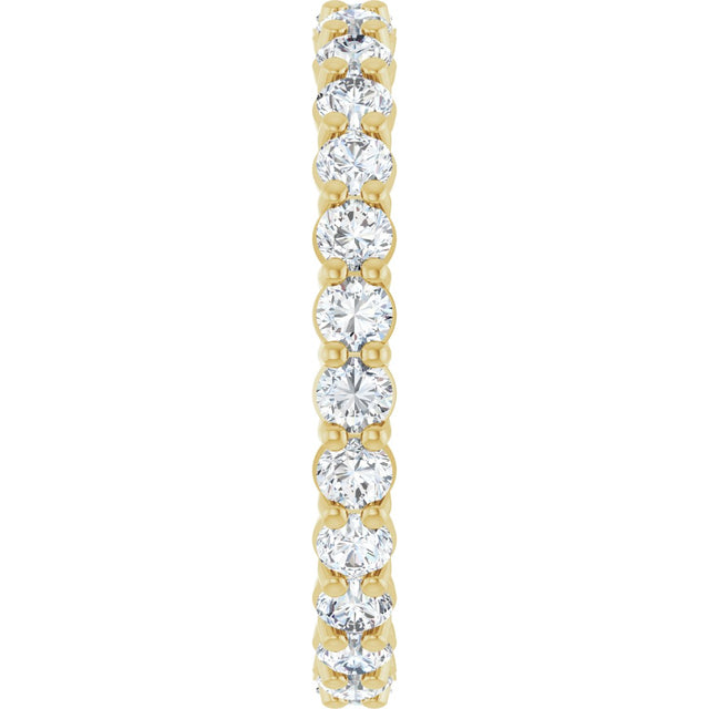 14K Gold Round Natural Diamond Low Profile Eternity Band - 2.25mm Stones - Yellow Gold - view 4