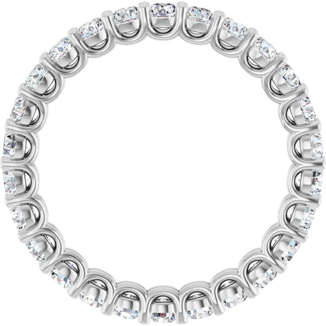 14K Gold Round Natural Diamond Low Profile Eternity Band - 2.25mm Stones - White Gold - view 2